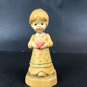 Hand carved Wooden 4" girl Figurine, made in Italy